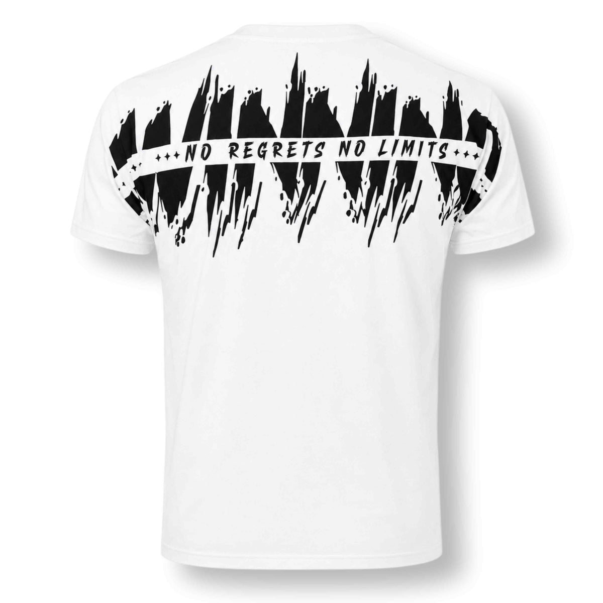 Mi Vida Loca Winning T-shirt wit met zwarte No regrets No limits backprint, achterkant