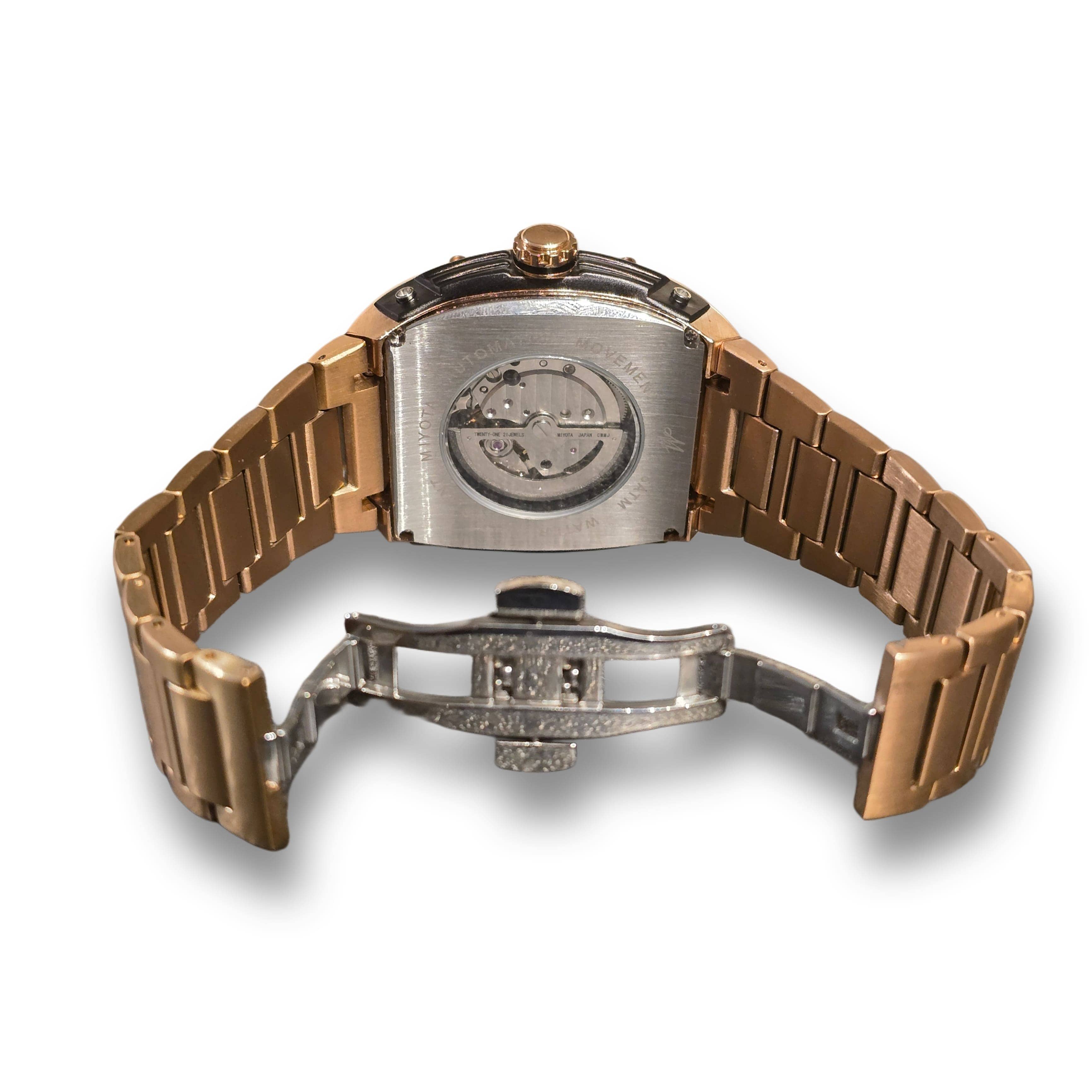 Reloj automático MVL con calavera, movimiento japonés - oro rosa