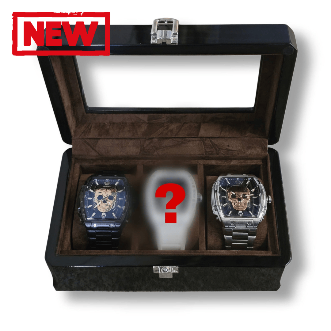 MVL Orologio automatico teschio movimento giapponese / cinturino in acciaio nero/nero