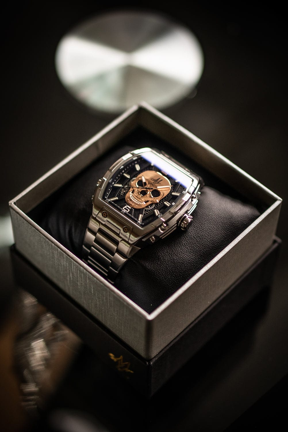 Montre automatique MVL tête de mort mouvement japonais - bracelet en acier - argenté