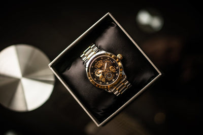 ساعة يد أوتوماتيكية MVL "جمجمة مزدوجة" - فضي/ذهبي