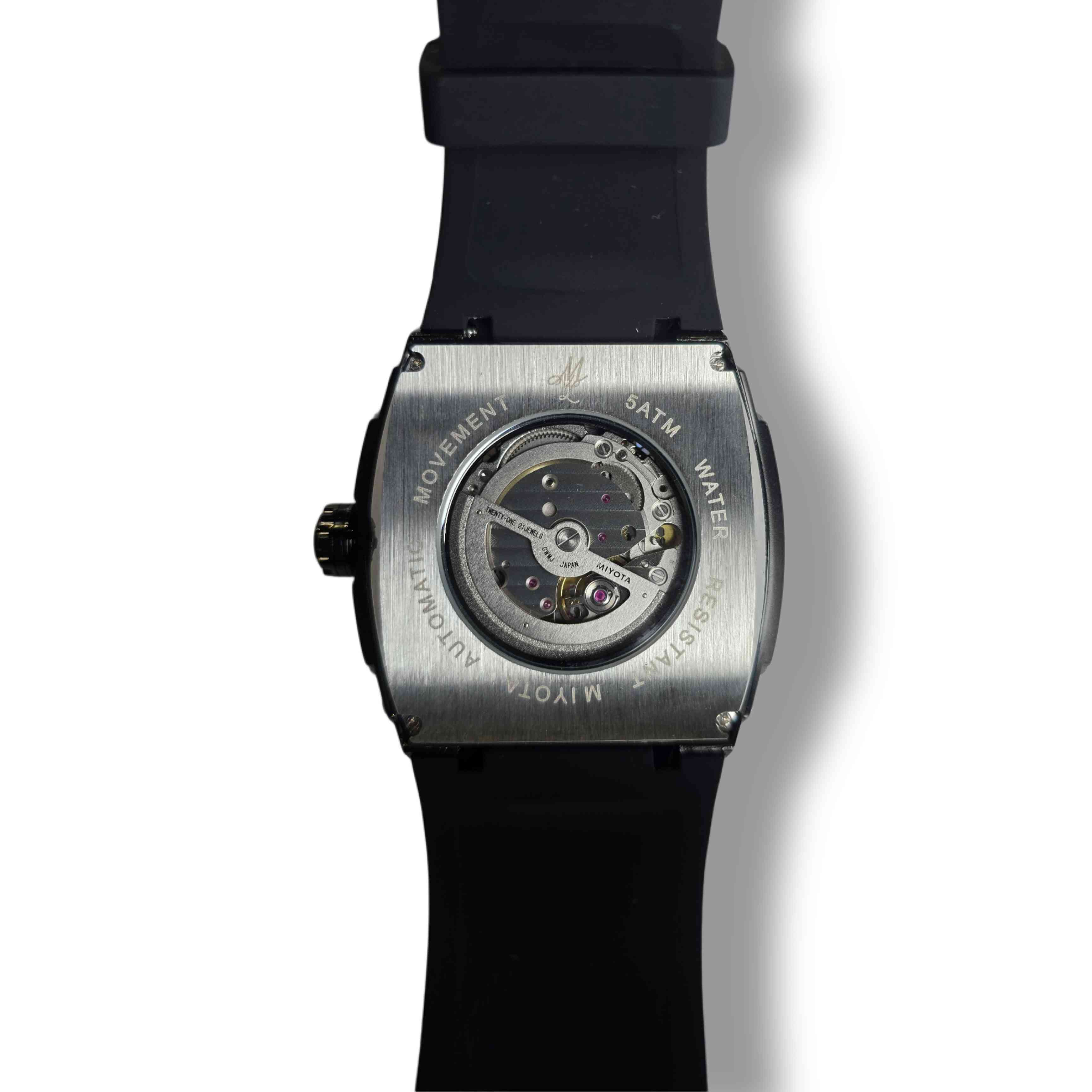 MVL Automatic skull watch silicon band - black/black