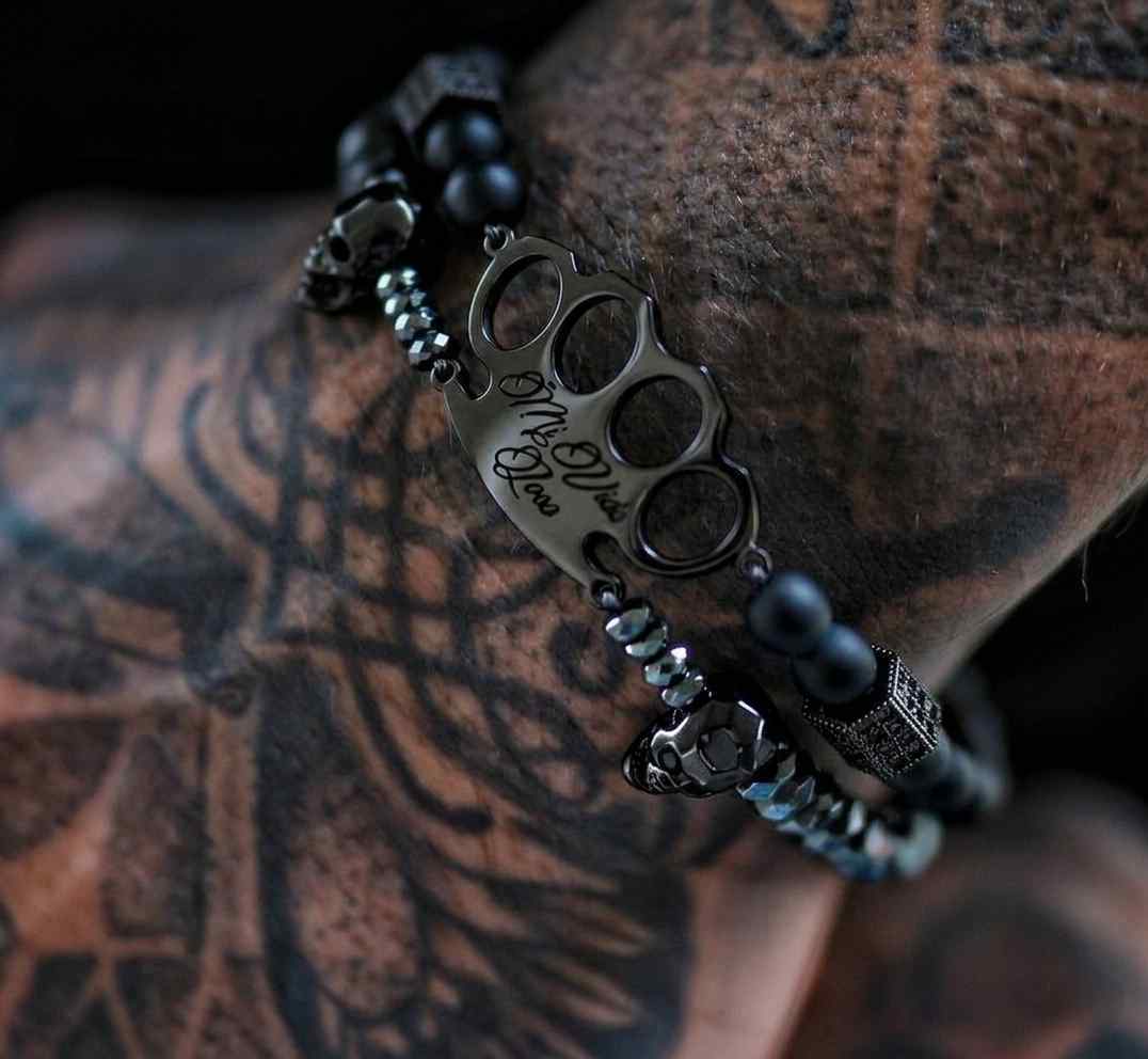 MVL "Polygonal skulls" Bracciale nero/nero