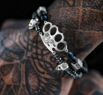 MVL "Polygonal skulls" Bracelet black/silver