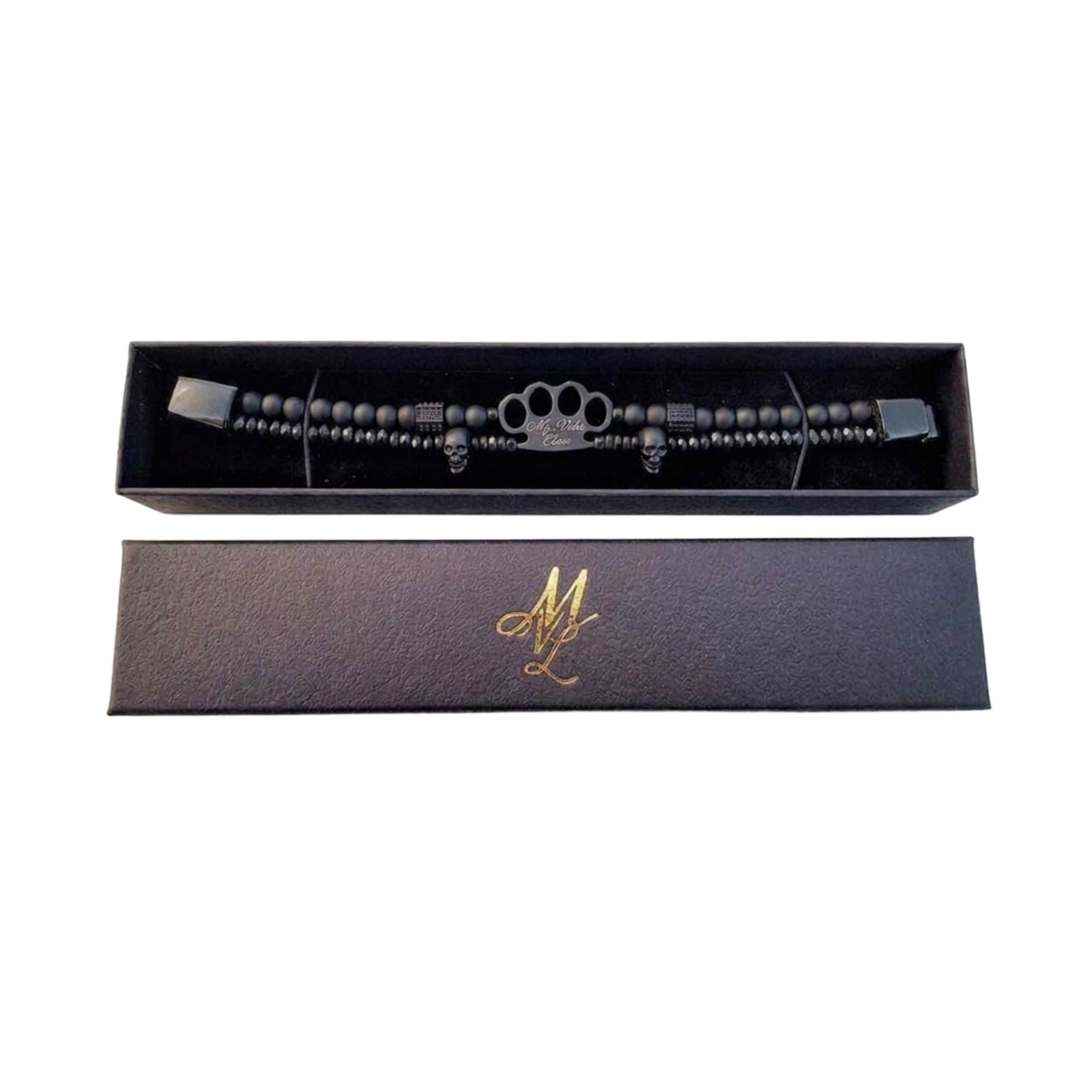 MVL "Polygonal skulls" Bracciale nero/nero