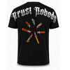 Mi Vida Loca Trust nobody back stab T-shirt zwart met messen backprint, achterkant
