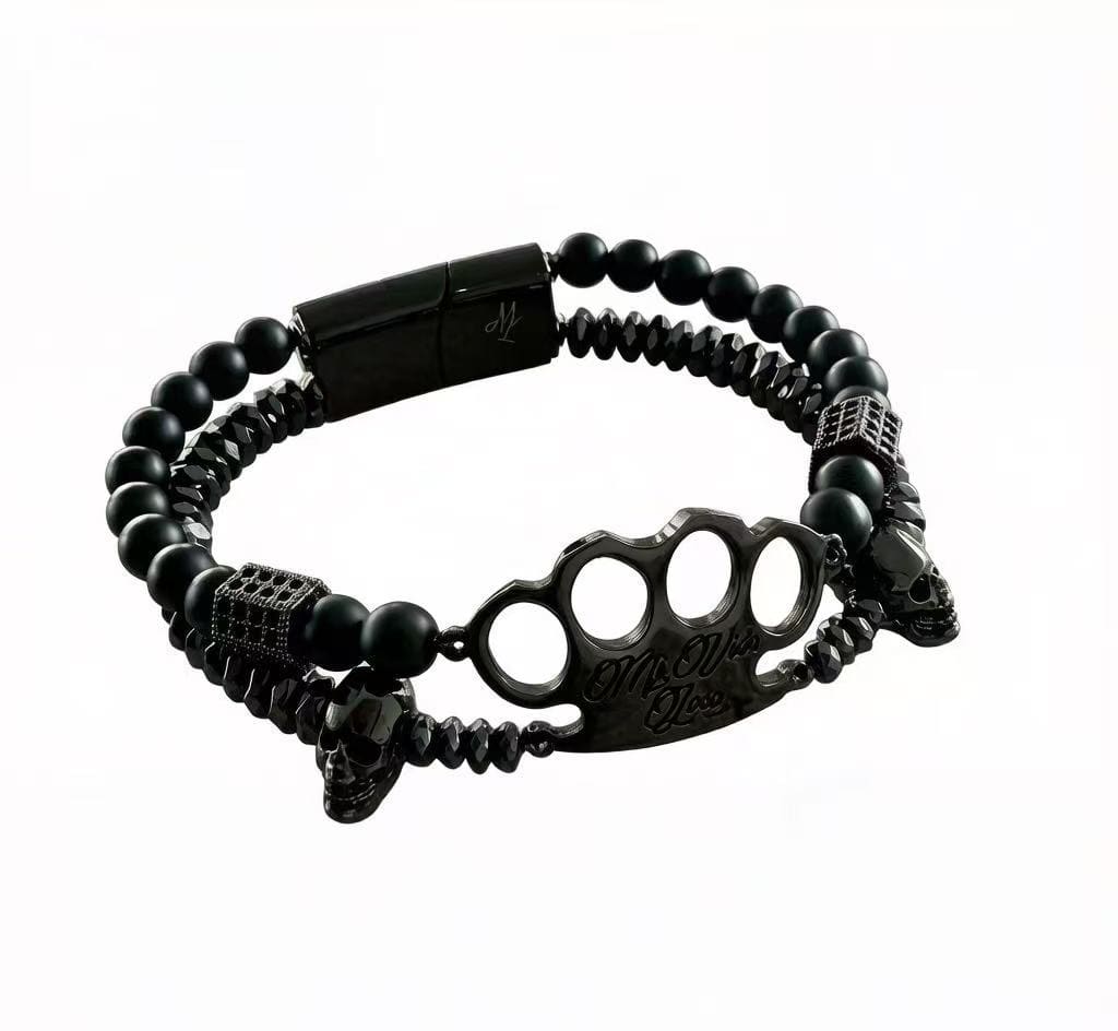 MVL "Polygonal skulls" Bracciale nero/nero